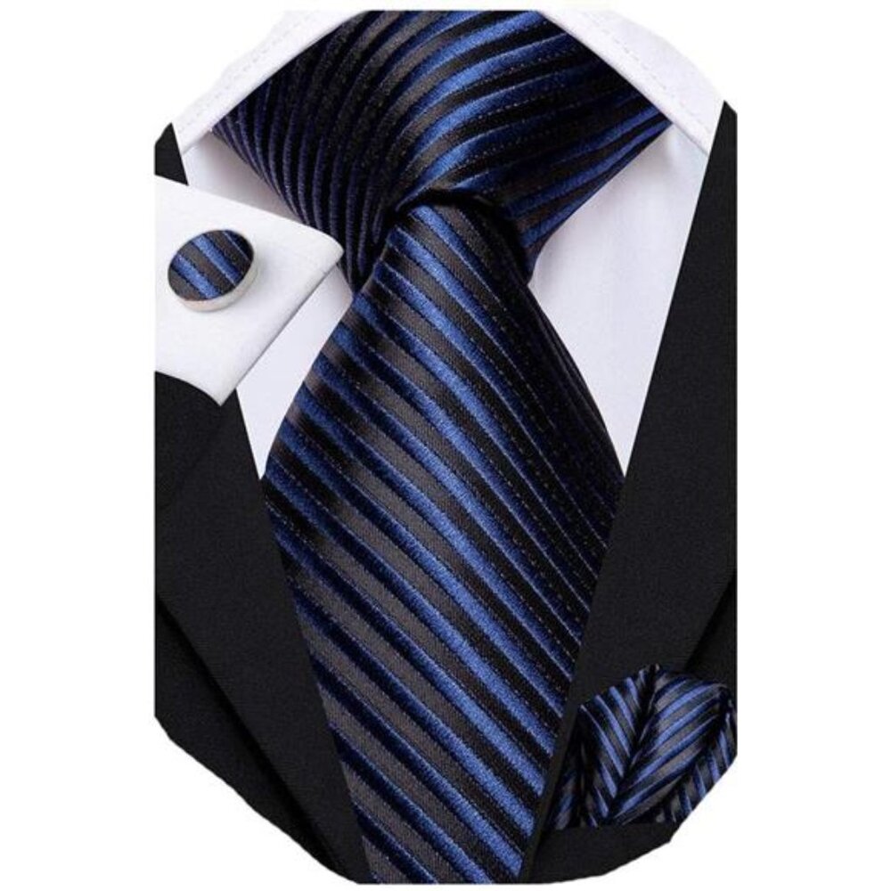 Mens Paisely Floral Silk Tie for Men Striped Necktie and Pocket Square Set